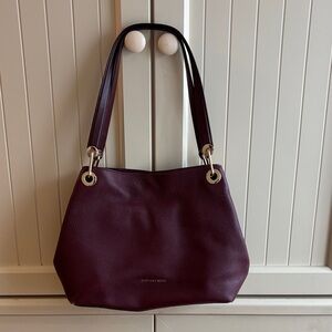Michael Kors Plum Pebbled Leather Shoulder Bag with Gold Hardware